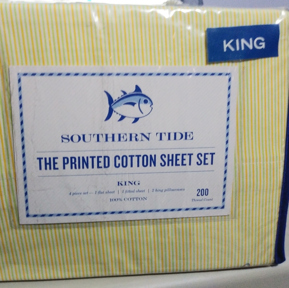 SOUTHERN TIDE CABANA STRIPE KING SIZE SHEET SET